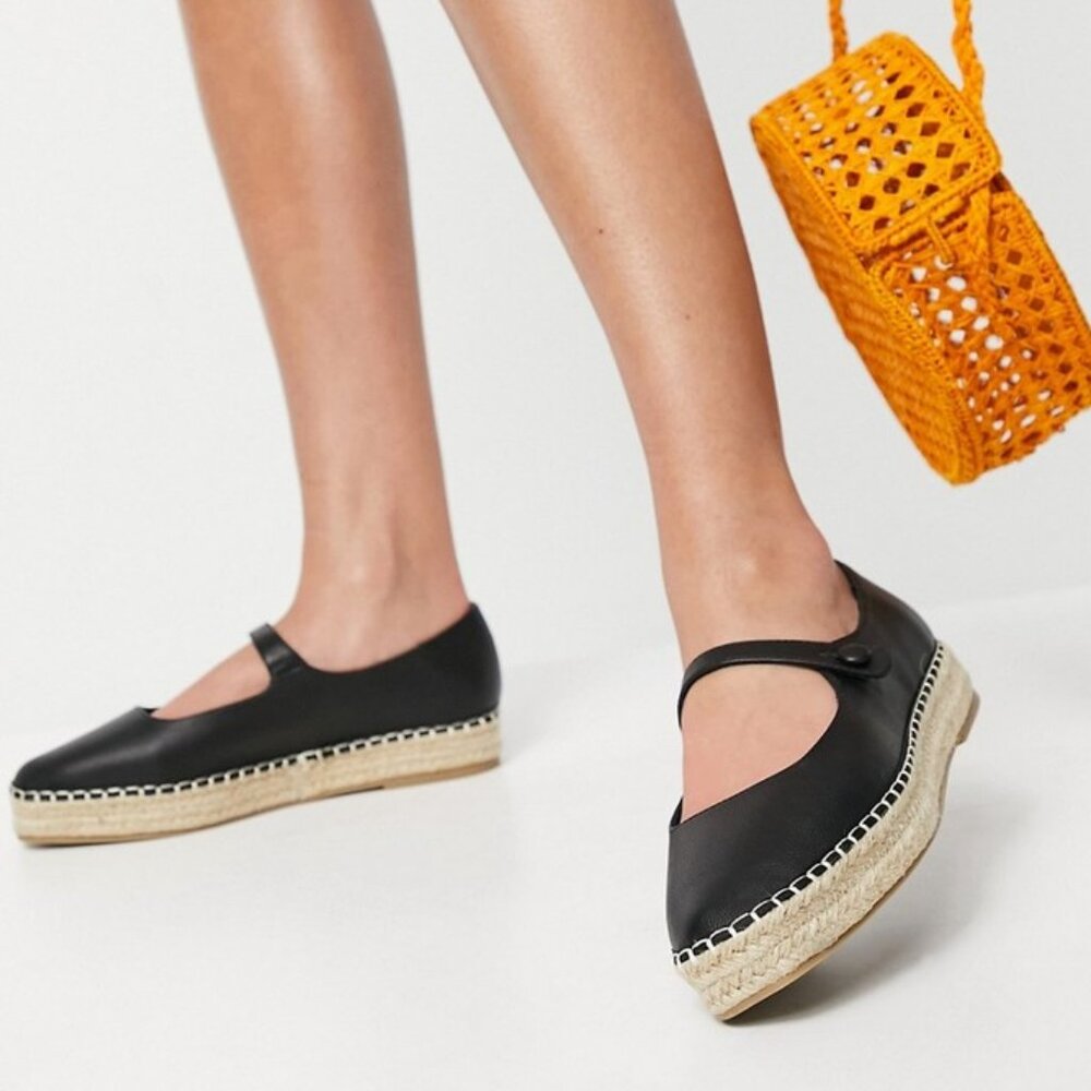 ASOS Design Mary-Jane Espadrilles In Black (Size 10) New